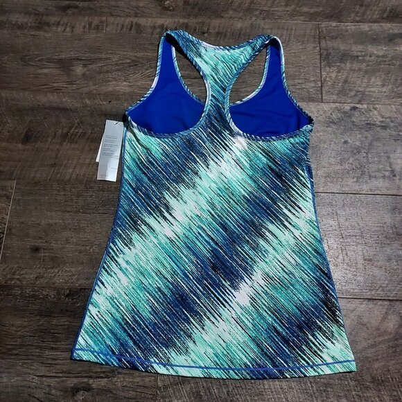 Ideology Womens Space Dyed T Back Tank Top Size M Energize Stripe Builtin Bra - Picture 8 of 13